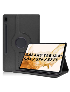 Funda para tablet Samsung Tab S8+ 12.4" galaxy personalizada con foto giratoria 360 negra